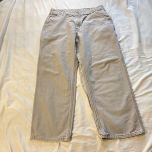 Carhartt Men's Beige Canvas Work Pants Relaxed Fit Carpenter‎ Utility 38x30